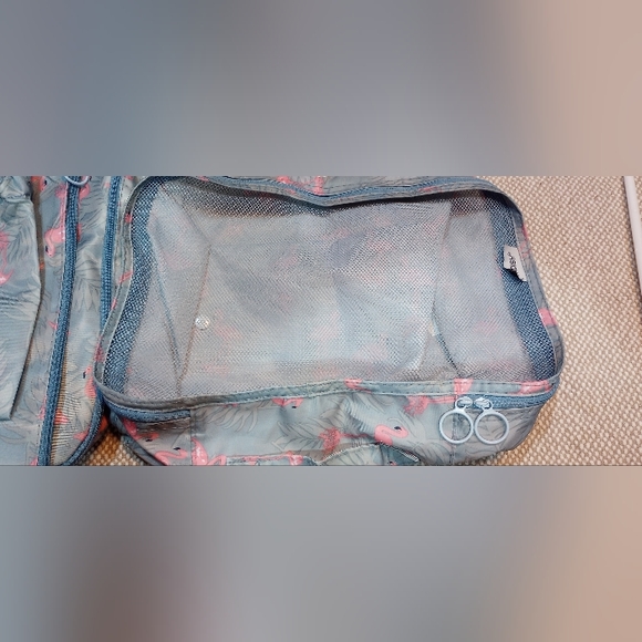Fadish Light Blue and  Pink Flamingo Print Travel Kit - Picture 6 of 7